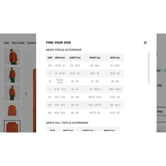 Levi's Gold Tab Pastime Vest LARGE Men's New Sealed WINTER - Picture 5 of 5